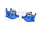 Two blue anodized aluminium steering hubs for RC cars, marked L and R, with pre-installed ball bearings.