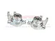 A pair of silver GPM Racing aluminium steering hubs for RC cars, featuring L and R markings and pre-installed bearings.