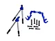 GPM Racing blue aluminium front tie rods and hub carrier brace set for RC cars, including mounting screws.
