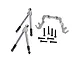 GPM Racing silver aluminium front tie rods and hub carrier brace set with black screws on a white background.