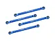 Four blue anodized aluminium RC suspension link bars with pre-installed ball ends, each marked with GPM Racing logo and 68mm length.