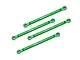 Four green anodized aluminium RC upper link bars with pre-installed ball ends, each marked with GPM logo and 68mm length.
