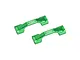 Two green anodized aluminium hoop brace bars by GPM Racing for RC vehicles, shown against a white background.