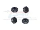 Four black GPM Racing aluminium 12mm wheel hex adapters for RC cars, arranged on a white background with a faint GPM logo watermark.