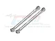Two silver aluminium RC steering linkages from GPM Racing, featuring ball ends and engraved 7075 markings, set against a branded white background.