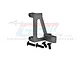 GPM Racing gunmetal silver aluminium servo mount for RC cars with four included black mounting screws.
