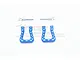 Two blue aluminium D-rings with a diamond-pattern texture and two silver mounting pins on a white background.