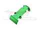 A green anodised aluminium rear skid plate for an RC car, shown from an elevated angle against a white background with a faint GPM logo watermark.