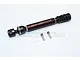 A brown GPM Racing steel front universal driveshaft for RC cars, shown with two small metal pins and two clear plastic washers on a white background.