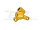 A gold-anodized aluminium rear brake caliper for RC motorcycles by GPM Racing, featuring the GPM logo and 7075 marking.