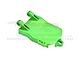 A green anodized aluminium battery box component from GPM Racing for RC cars.