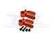 Two orange anodized aluminium 25T servo horns with four black screws, set against a GPM Racing logo background.