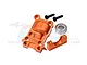 GPM Racing orange anodised aluminium rear gear cover set with screws and a ball bearing for RC cars.