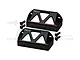 Two black GPM Racing aluminium servo protectors with mounting screws on a white background.