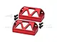 Two red anodized aluminium GPM Racing servo protectors with mounting screws on a white background.