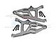 A pair of grey aluminium front lower suspension arms for an RC car by GPM Racing, including mounting screws.