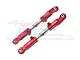Two red anodized aluminium RC rear camber links with silver threaded turnbuckles and GPM branding against a white background.