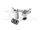 GPM Racing silver aluminium steering assembly for RC cars with a separate black coil spring on a white background.
