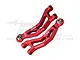 Two red anodized aluminium front upper suspension arms for an RC car by GPM Racing, featuring a 7075 alloy construction.