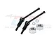 Two black GPM carbon steel front CVD driveshafts with silver aluminium hex adapters and small washers on a white background.