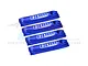 Four blue GPM Racing shock wraps for RC cars arranged in a row against a white background.