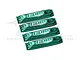 Four green metallic GPM Racing shock wraps for RC cars arranged in a row against a white background.
