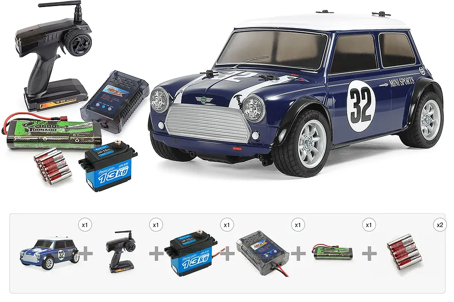 Tamiya MB-01 Mini Cooper Racing RC Touring Car Kit - Essentials Builders Bundle image 136357