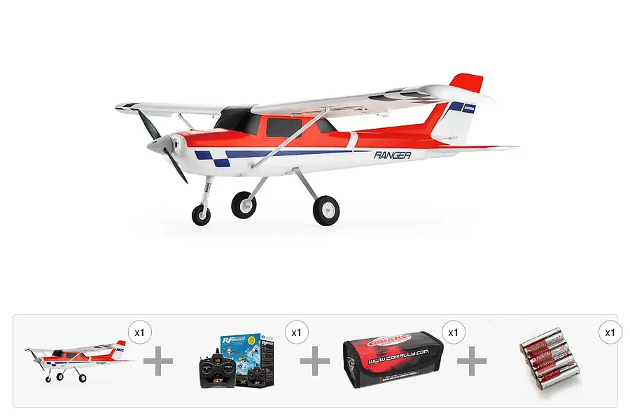 FMS RC Plane Ranger EP Reflex V3 1.2m Red - Learn To Fly Bundle image 136625