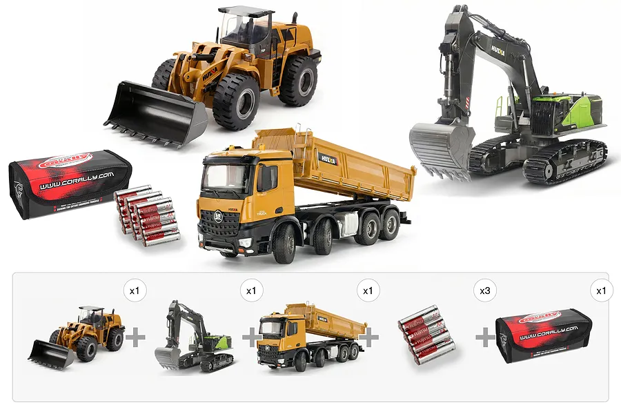 Huina 1/14 RC Front End Loader, Excavator &amp;amp; Dump Truck - Professional Earth Moving Bundle image 139350