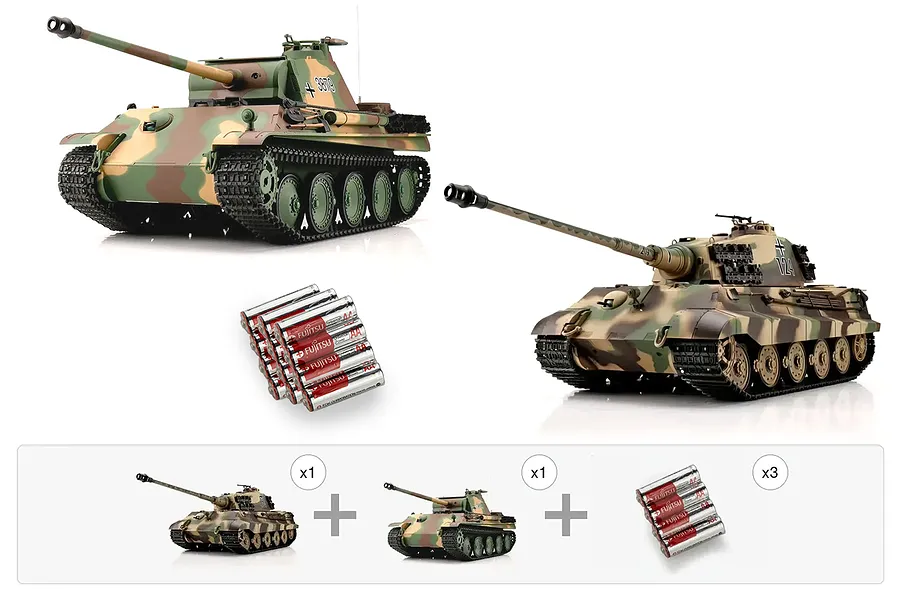 Heng Long 1/16 German King Tiger (Henschel) &amp;amp; German Panther Type G RC Tank - German Tank Bundle image 140360