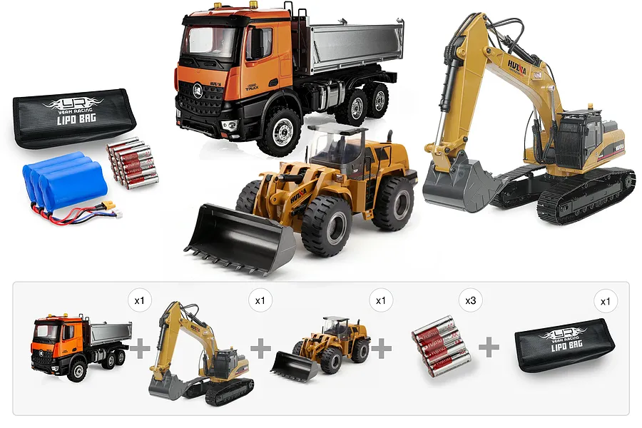 Huina 1/14 Electric RC Excavator, Dump Truck &amp;amp; Front End Loader - Pro Earth Moving Bundle image 143325
