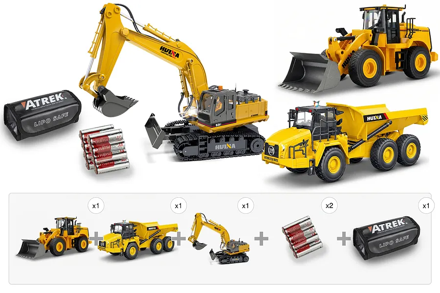 Huina 1/16 Electric RC Front Loader, Dump Truck &amp;amp; Excavator - Essential Earth Moving Bundle image 144321