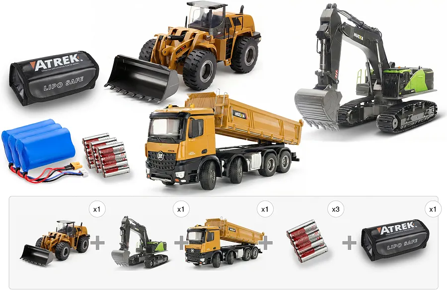Huina 1/14 RC Front End Loader, Excavator &amp;amp; Dump Truck - Professional Earth Moving Bundle image 144395