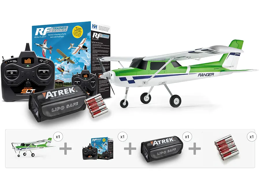FMS RC Plane Ranger EP Reflex V3 1.2m Green - Learn To Fly Bundle image 147644