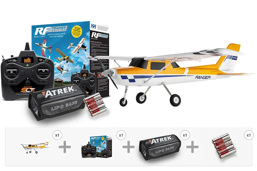 FMS RC Plane Ranger EP V2 Reflex V3 1.2m Yellow - Learn To Fly Bundle image 147645