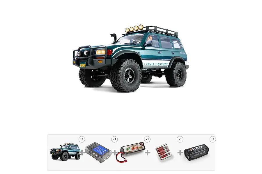 FMS FCX10 OVR LC80 RS Land Cruiser 80 RC Rock Crawler Electric Brushless 4WD 1/10 Scale RTR - Green (+ 4 Other Products) Bundle image 149389