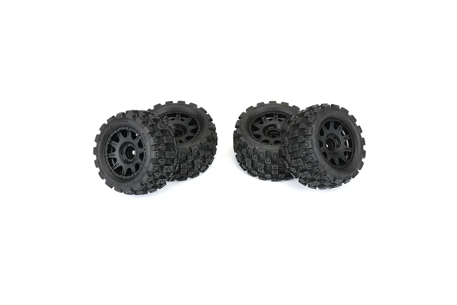 Pro-Line 1.85&amp;quot; Badlands MX Tyres on Black Raid Rims 4Pcs image 100250