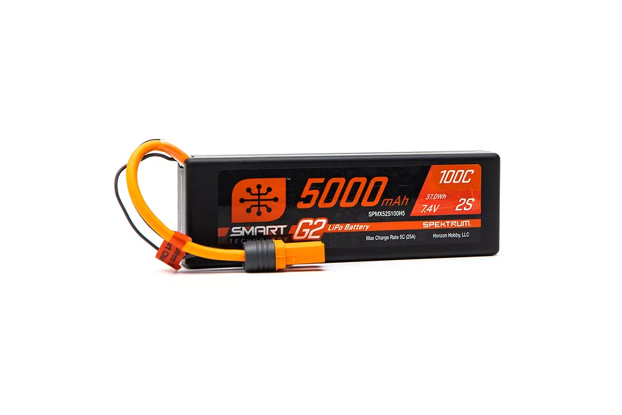 Spektrum 7.4V 5000mAh 100C Smart G2 Hard Case LiPo Battery image 100270