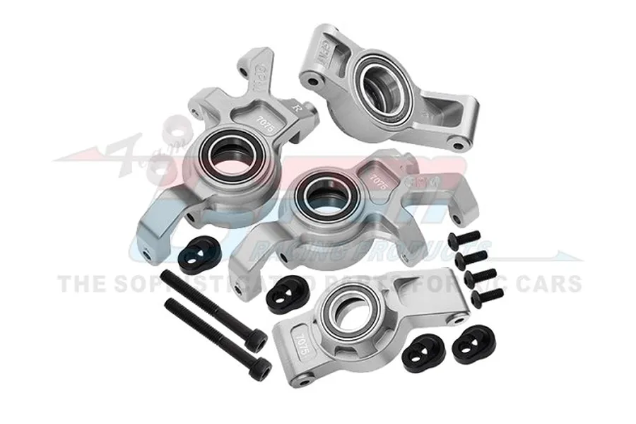 GPM Aluminium Front Steering Hubs &amp;amp; Rear Hubs with Oversized Bearings Set - Silver image 100812