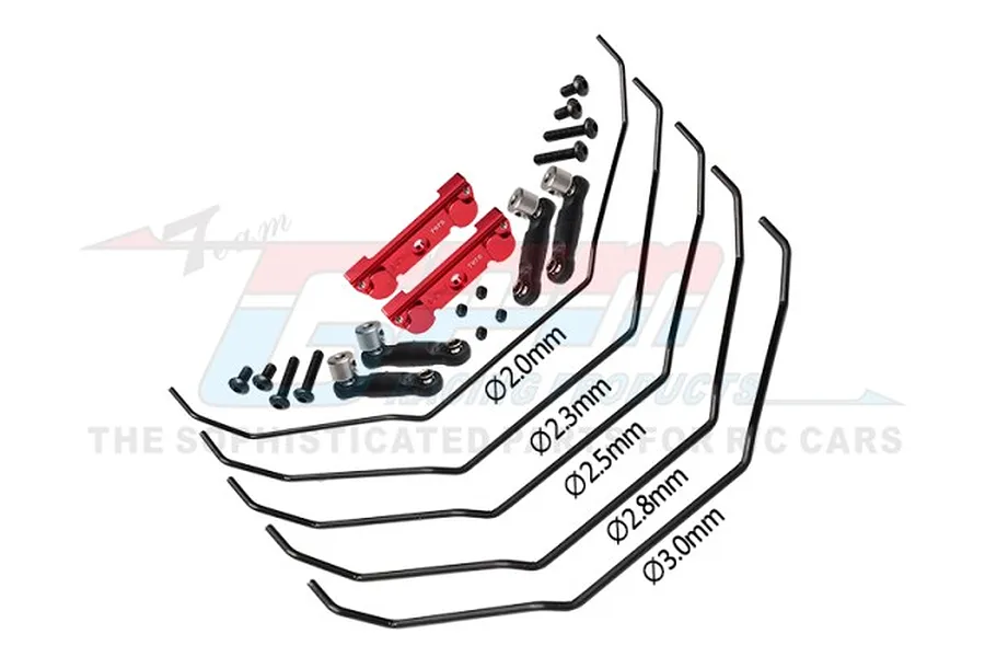 GPM Aluminium Front &amp;amp; Rear Sway Bar Set with Mount Set - Red image 100824