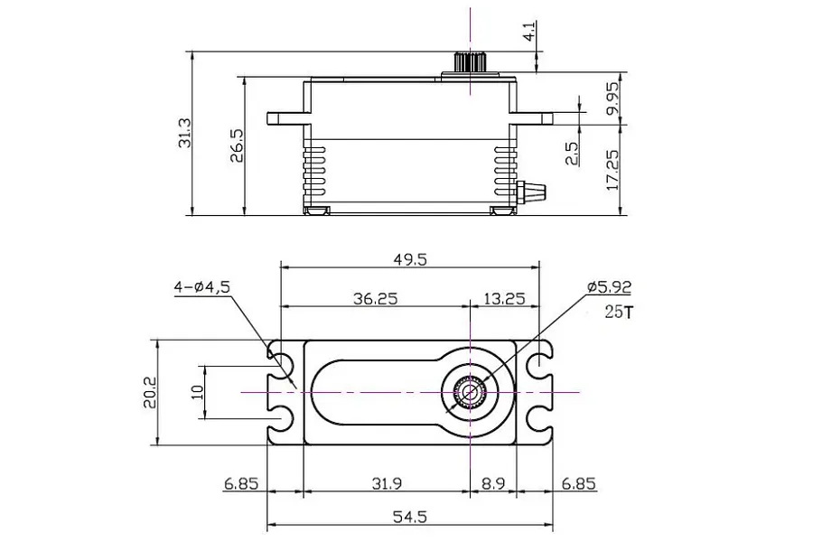 Reefs RC Aluminium 299 Low Profile 23kg 8.4V Brushless Metal Gear Servo - Black image 100846