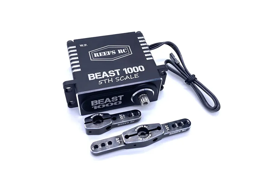 Reefs RC Aluminium BEAST 1000 1/5 Scale 78kg 8.4V Brushless Metal Gear Servo with 15T Horns - Black image 100856