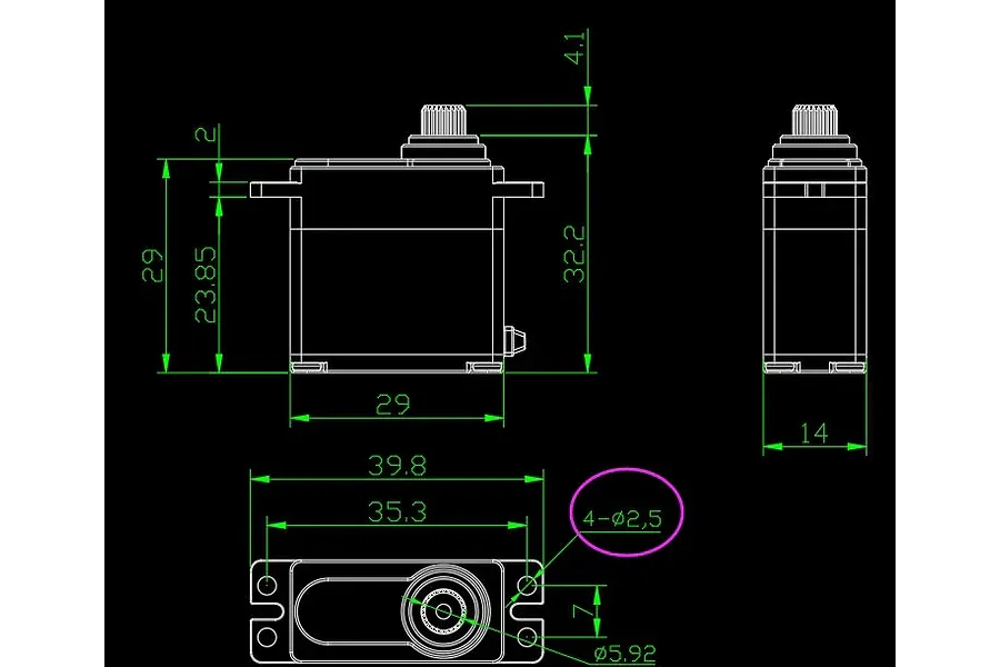 Reefs RC Aluminium RAW100 Mini 7.4kg 8.4V Coreless Metal Gear Servo - Silver image 100895