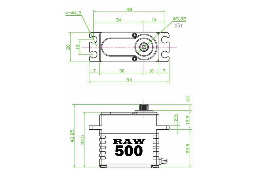 Reefs RC Brass RAW500 Standard 41kg Brushless Metal Gear Servo - Brass image 100904