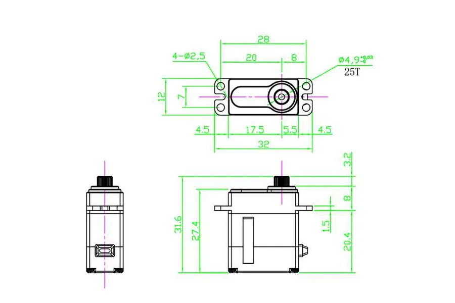 Reefs RC Brass 99MICRO Micro 8.3kg 8.4V Coreless Metal Gear Servo - Brass image 100914
