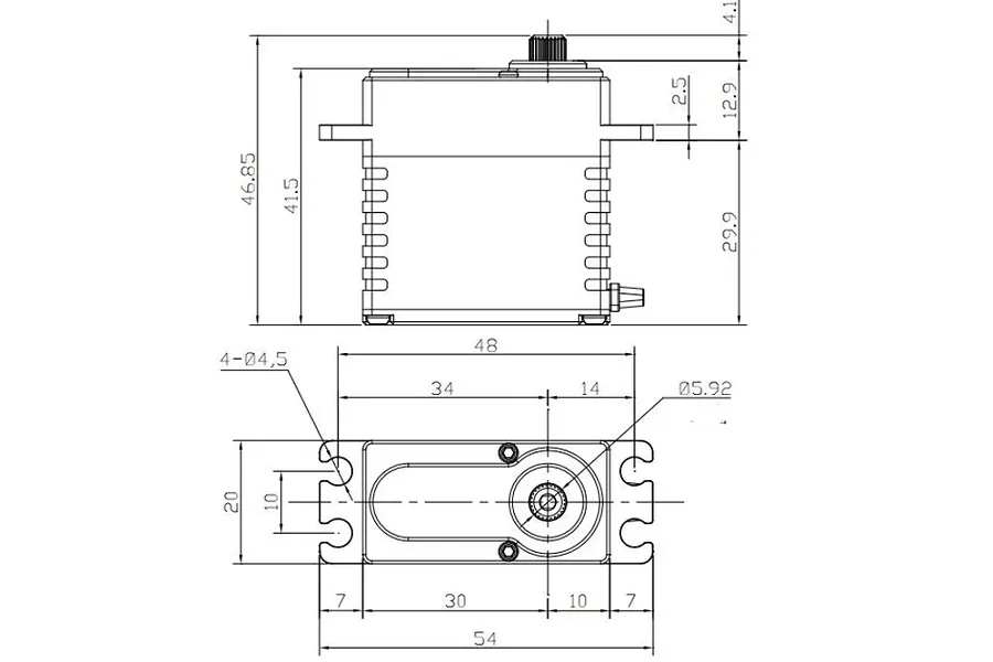 Reefs RC Brass TRIPLE7 Standard 56kg 14V Brushless Metal Gear Servo - Brass image 100919