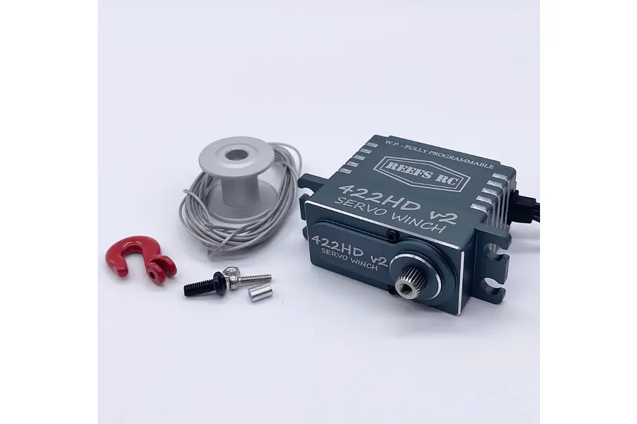 Reefs RC Aluminium 422HD V2 Standard 35kg 8.4V Coreless Metal Gear Winch Servo with Spool - Black image 100934