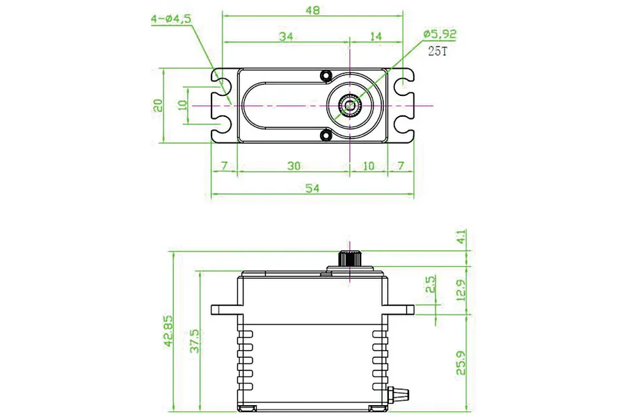 Reefs RC Aluminium 422HD V2 Standard 35kg 8.4V Coreless Metal Gear Winch Servo with Spool - Black image 100938