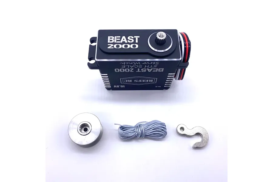 Reefs RC Aluminium BEAST 2000 1/5 Scale 144kg 16.8V Direct Power Brushless Metal Gear Winch Servo with Spool - Black image 100955