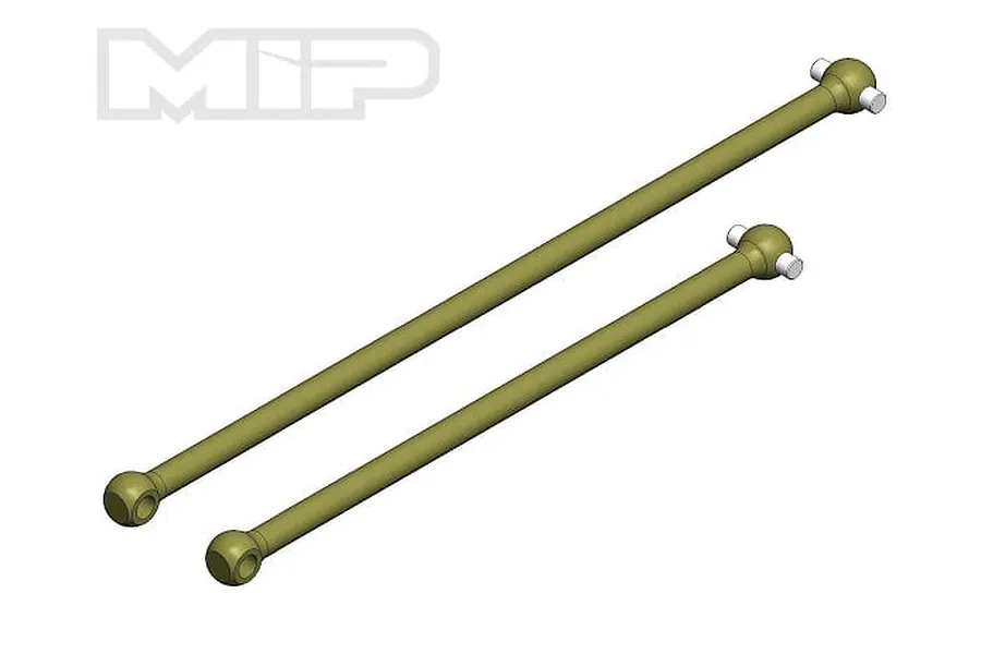 Two MIP Metal C-Drive Pucks driveshafts shown in a studio product shot against a white background.